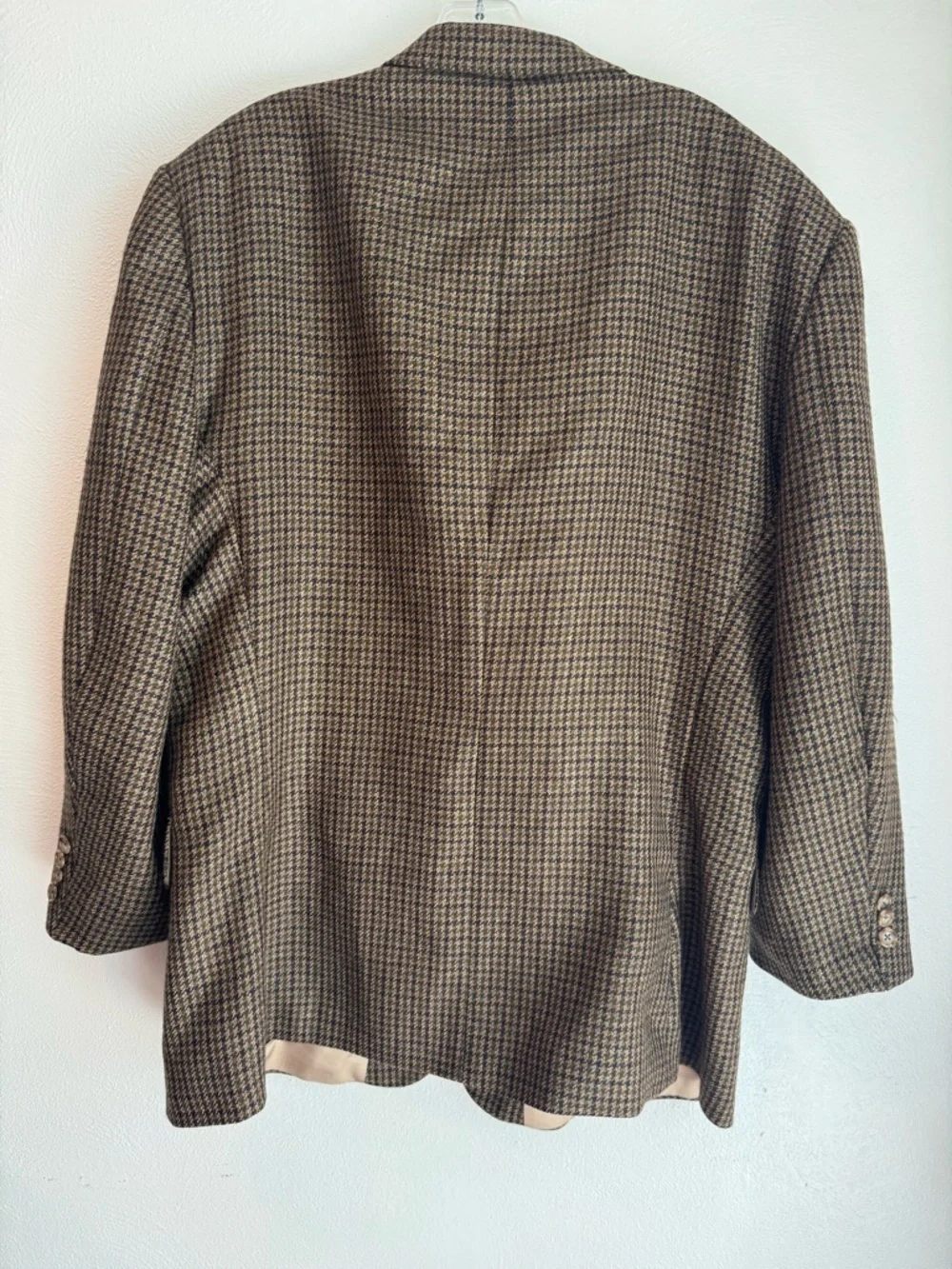 Oscar de la Renta Vintage Men's Brown Houndstooth 100% Wool Sport Coat